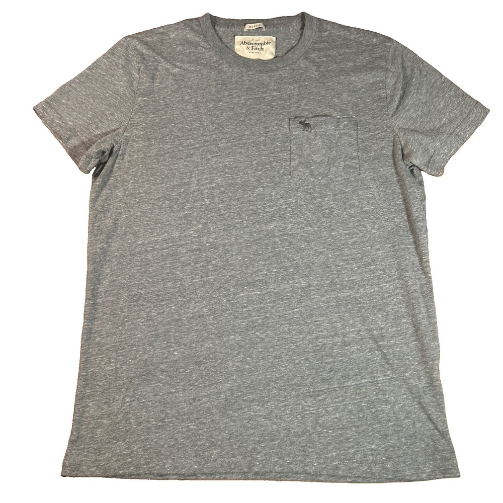 Vintage Abercrombie & Fitch T-Shirt Men's L Gray Muscle Pocket Tee Y2K